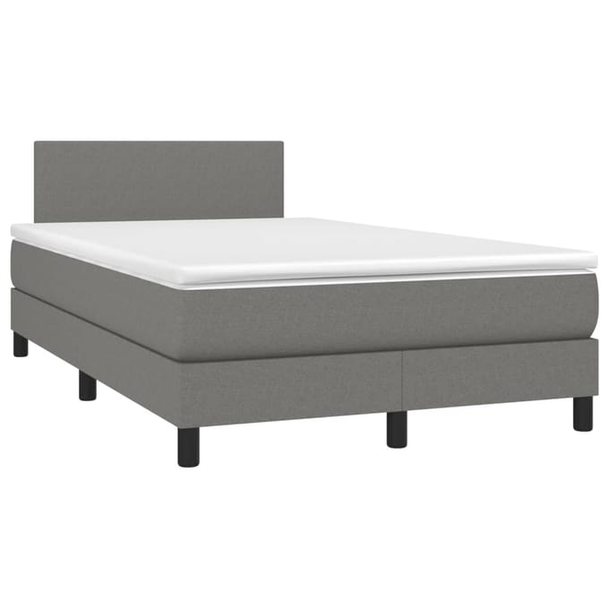 vidaXL - Boxspring - met - matras - en - LED - stof - donkergrijs - 120x200 - cm