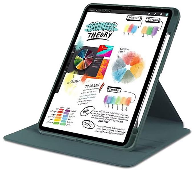 For iPad 10.2", 10.5" PU Leather Protective Case Midnight Green