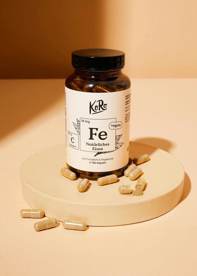 Capsules natuurlijk ijzer + vitamine C uit kerrieblad en rozenbottel 180 stuks