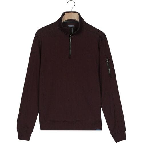 Baileys Trui Sweat Half Zip Yarn Dyed Pinstripe Interlock Sleeve Zip Pocket Mauve / male