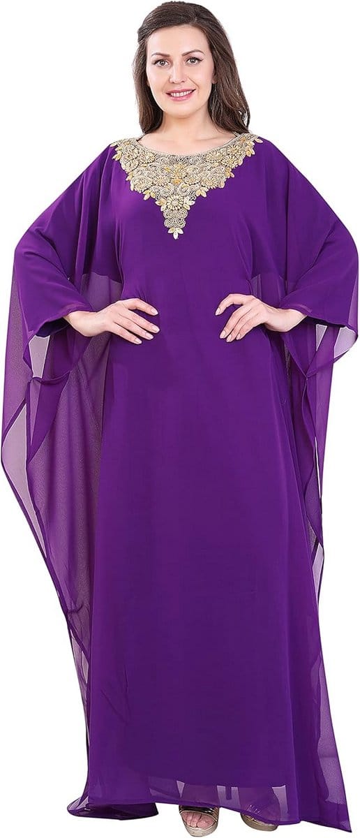 Dubai Farasha Dames Lange Mouw Avondjurk met Gratis Sjaal