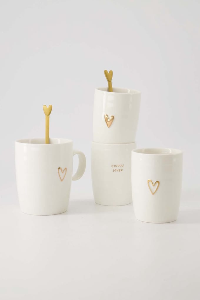 Zusss Koffiemok Hartje Wit/Goud Wit
