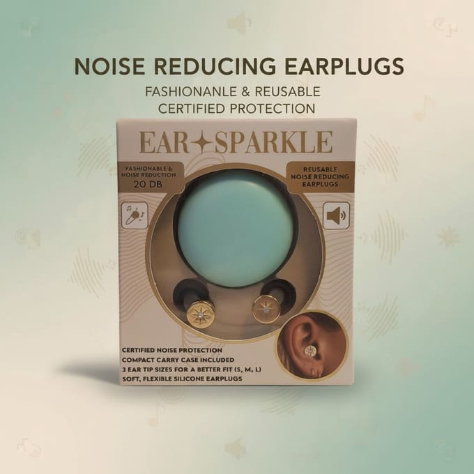 Ear Sparkle Herbruikbare Oordoppen 20 dB Lichtblauw Opbergdoosje S/M/L