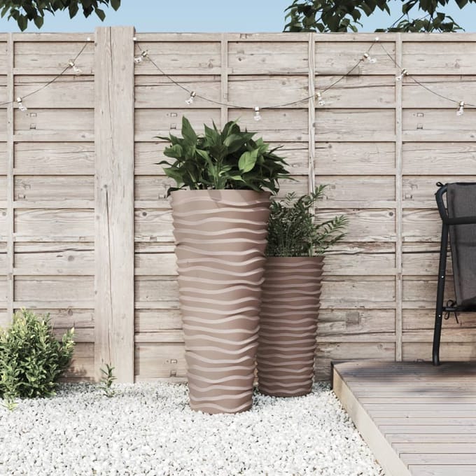 vidaXL - Plantenbak - met - uitneembare - bak - geribbeld - 18/45 - L - PP - mokkakleur