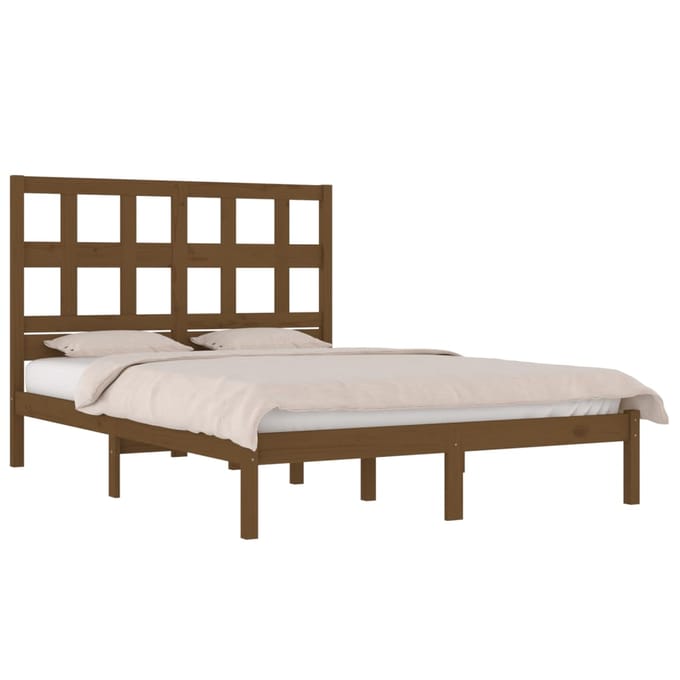 vidaXL - Bedframe - massief - grenenhout - honingbruin - 200x200 - cm
