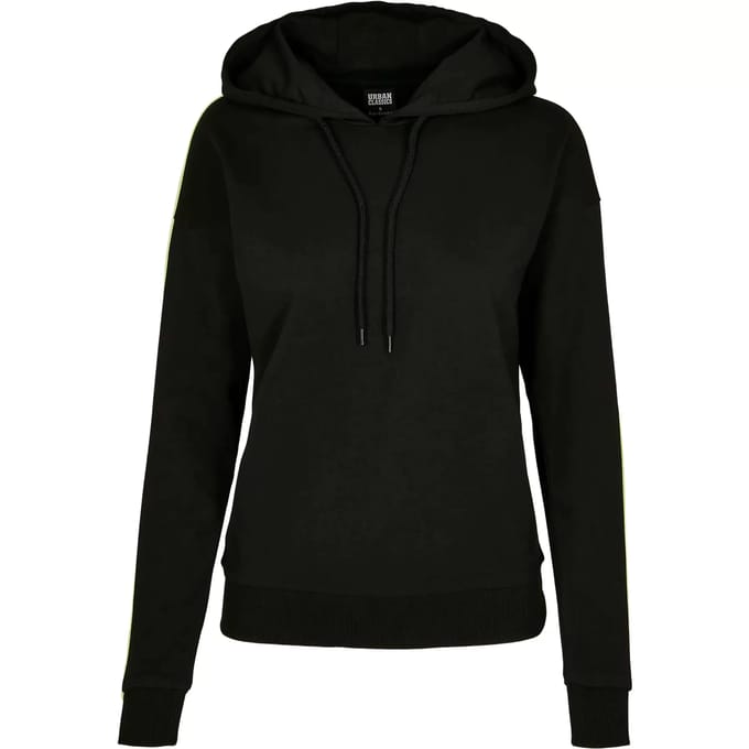 Urban Classics - Neon Shoulder Stripe Hoodie/trui - XS - Zwart/Groen