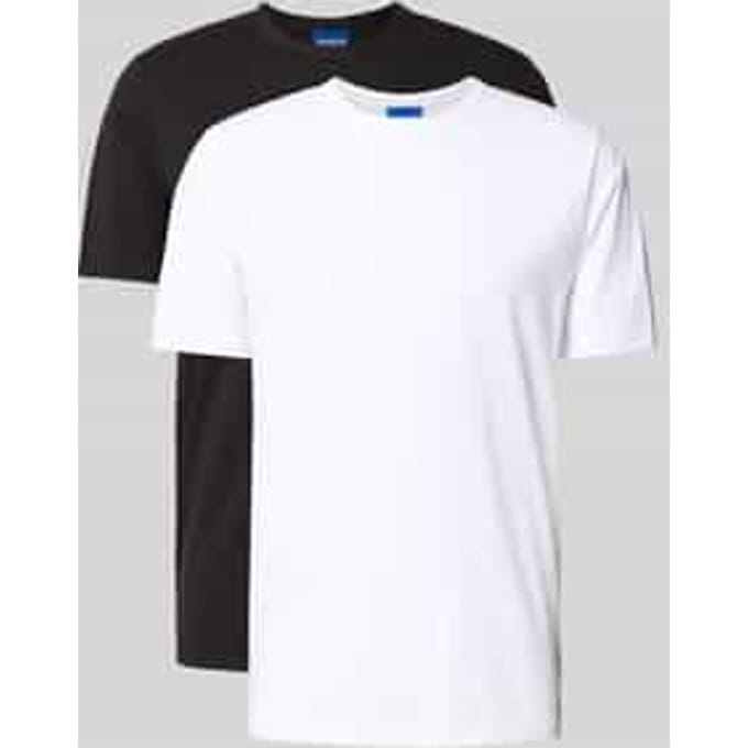 Regular fit T-shirtset van katoenmix model 'NAOLO' in 2-pack