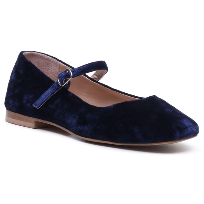 Hush Puppies Pasha Velvet Dames Navy Ballerina's
