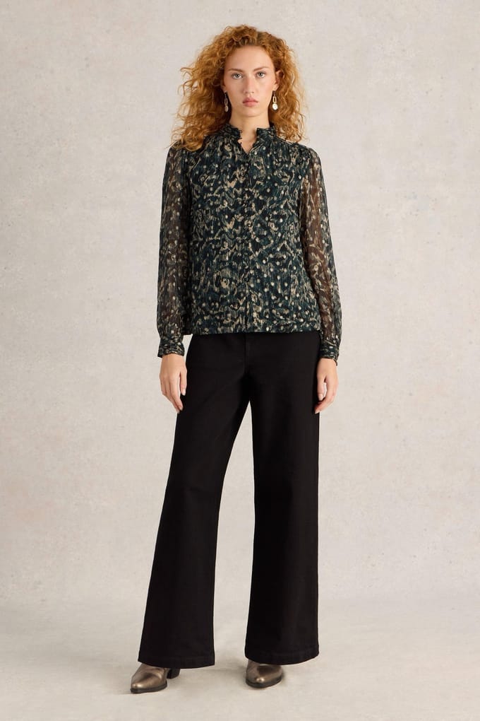 White Stuff Mirabel Metallic Spot Top Black Multi Taglia: 6 | Maglie a manica lunga Outlet | Donna | Nero