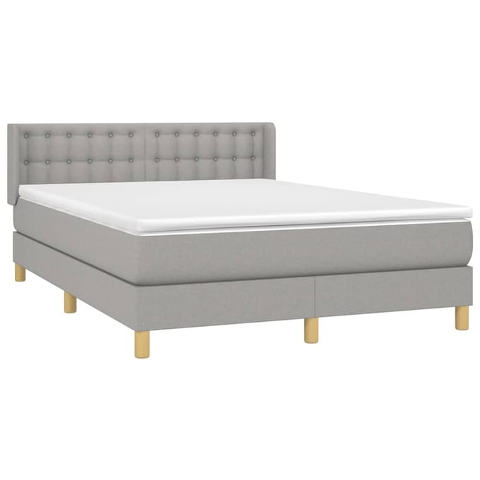 vidaXL - Boxspring - met - matras - stof - lichtgrijs - 140x190 - cm