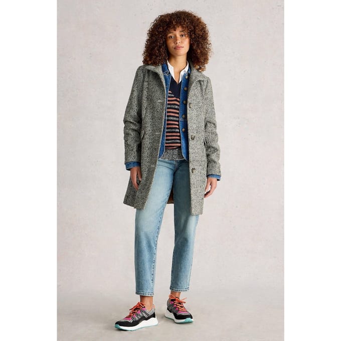 White Stuff Karla Tweed Wool Blend Coat Grey Multi Taglia: 16 REGULAR | Giacche Outlet | Donna | Grigio