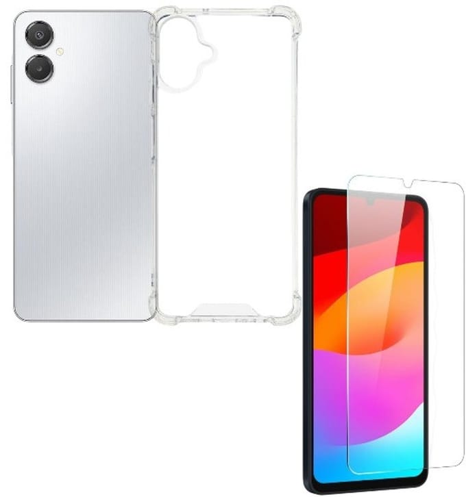 Anti -Shock Silicone hoesje transparant met Screenprotector Glas 3x Geschikt voor: Samsung Galaxy A07