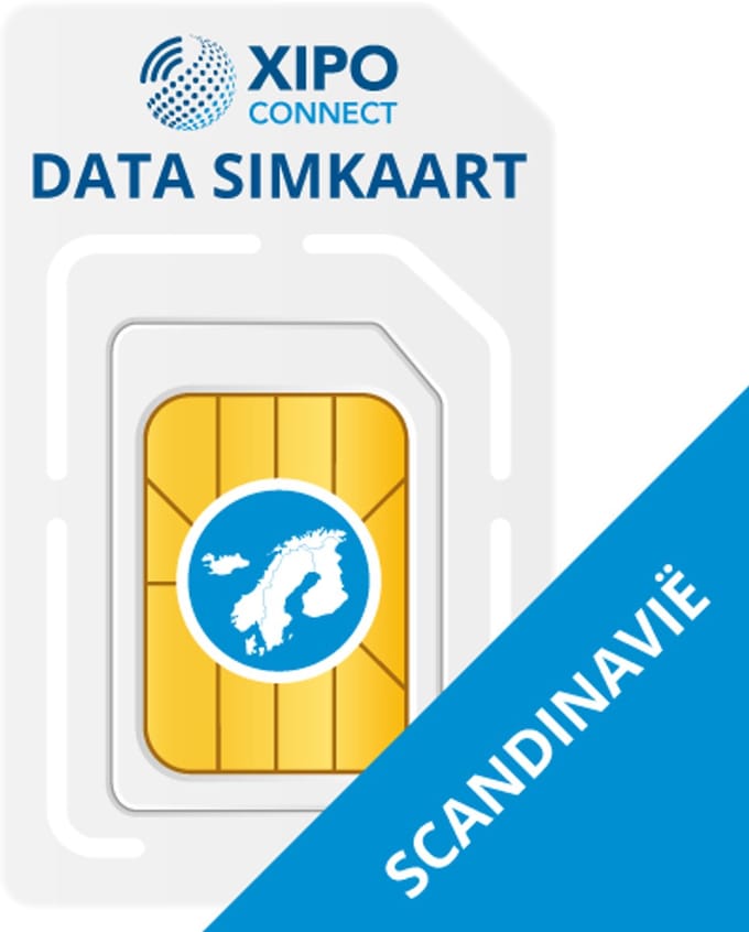 XIPO CONNECT - Data Simkaart Scandinavië + 1GB Data - 365 Dagen geldig