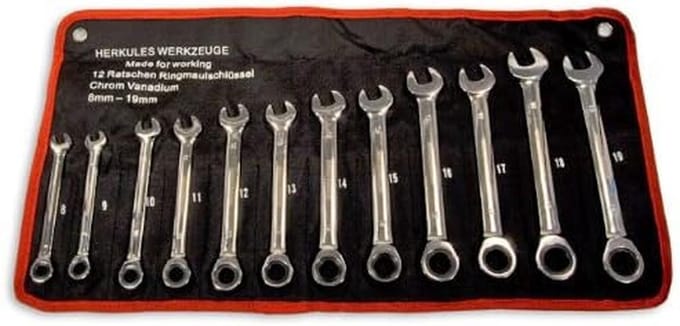 12-Delige Ratelringsleutel Set (8-19 mm) - Inbussleutel Set met Ratel