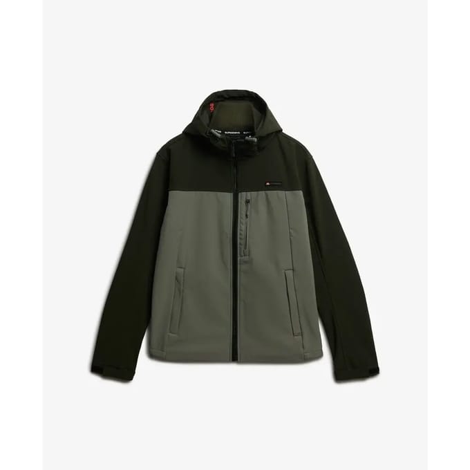 Superdry Softshell Colourblock Jas met Capuchon Green Grootte: XL