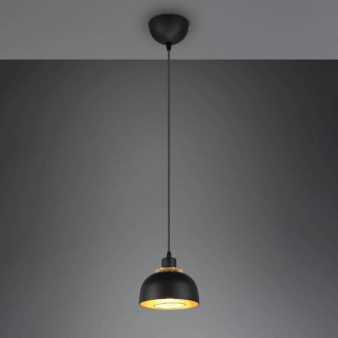 Reality Leuchten Punch hanglamp zwart/goud 1-lamp Ø 18 cm