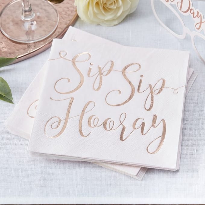 Ginger Ray - Servetten - Sip Sip Horary rose gold 16x