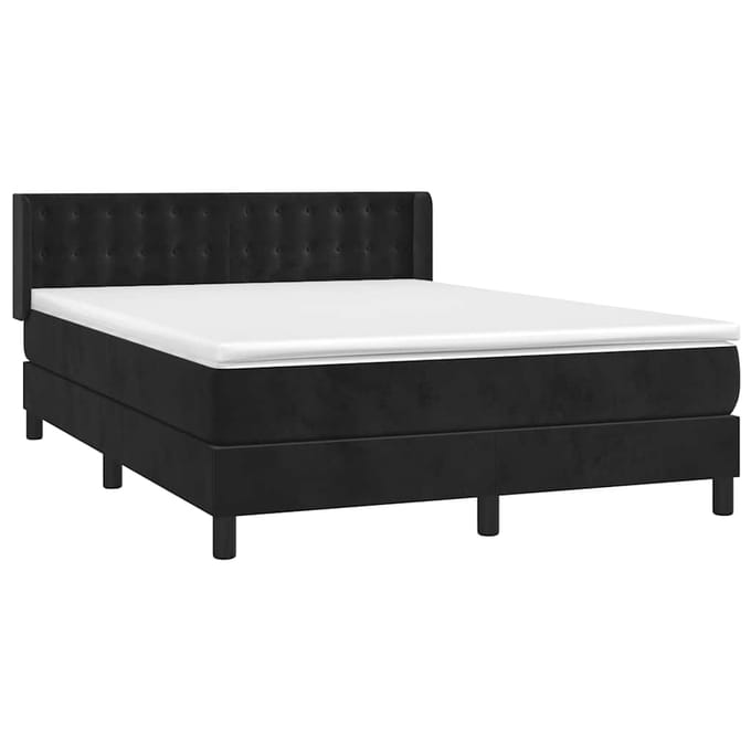 vidaXL - Boxspring - met - matras - fluweel - zwart - 140x190 - cm