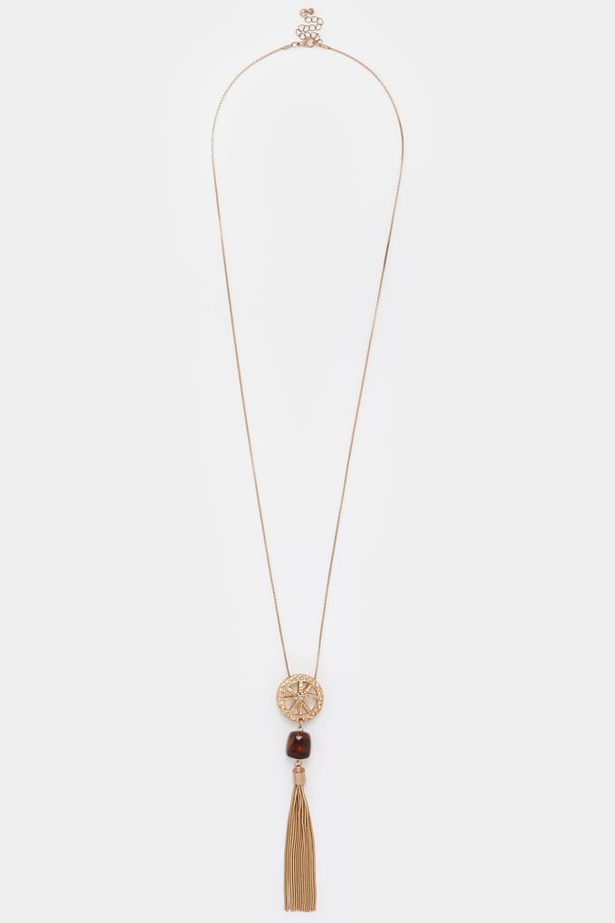 Yours Goudkleurige Lange Ketting Met Kwastjessize One Size