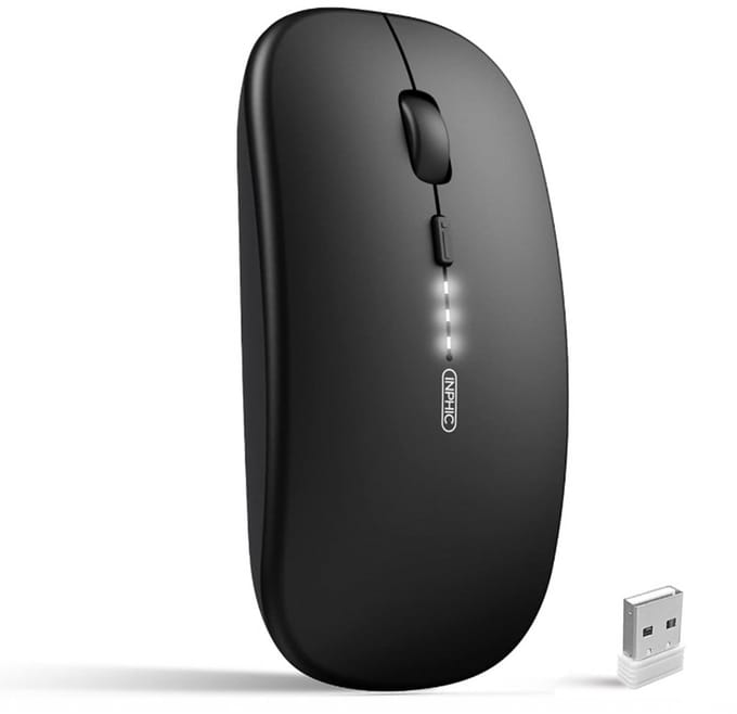 NAXSIR Bluetooth-pc-muis, oplaadbare draadloze muis, stille klik, zwart