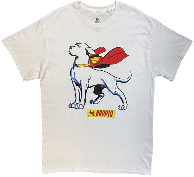 DC Comics - Superman Krypto Cape Heren Tshirt - M - Wit