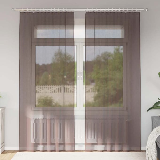 vidaXL - Gordijnen - voile - met - tab - top - 2 - st - bruin