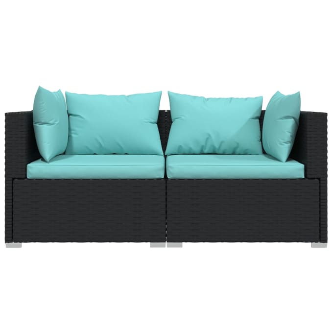 vidaXL - Tweezitsbank - met - kussens - poly - rattan - zwart