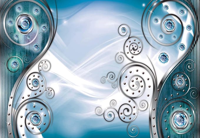 Fotobehang Abstract Modern Pattern Blue | PANORAMIC - 250cm x 104cm | 130g/m2 Vlies