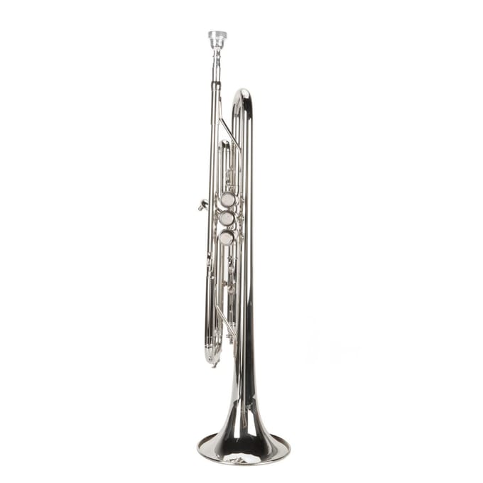 Bb Trompet Set met Mondstuk Vernikkeld Bastrompet Blaasinstrument voor Student Beginner zilver