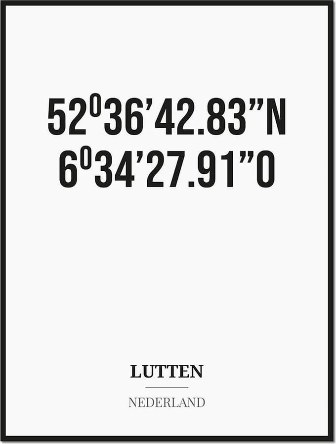Poster/kaart LUTTEN met coördinaten