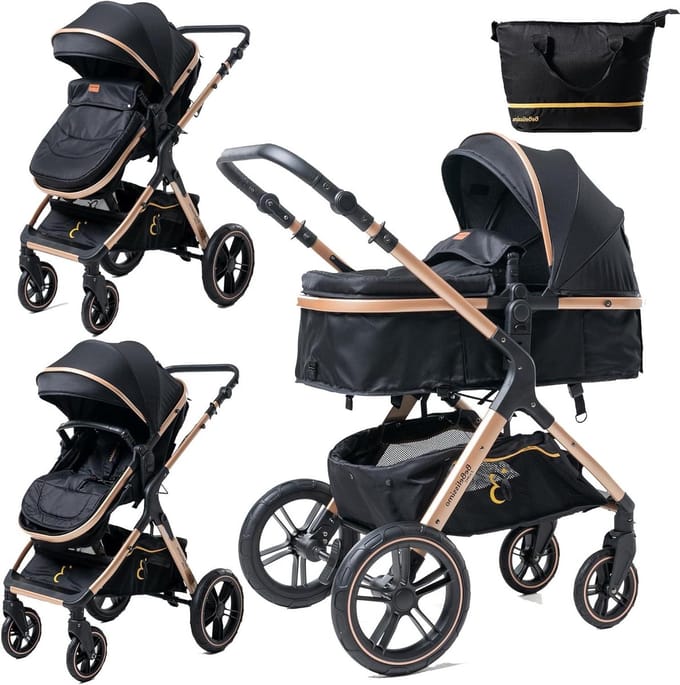 Bebelissimo - Stroller - combined - convertible - 2-in-1 - weight 0-22 kg - NYA - black