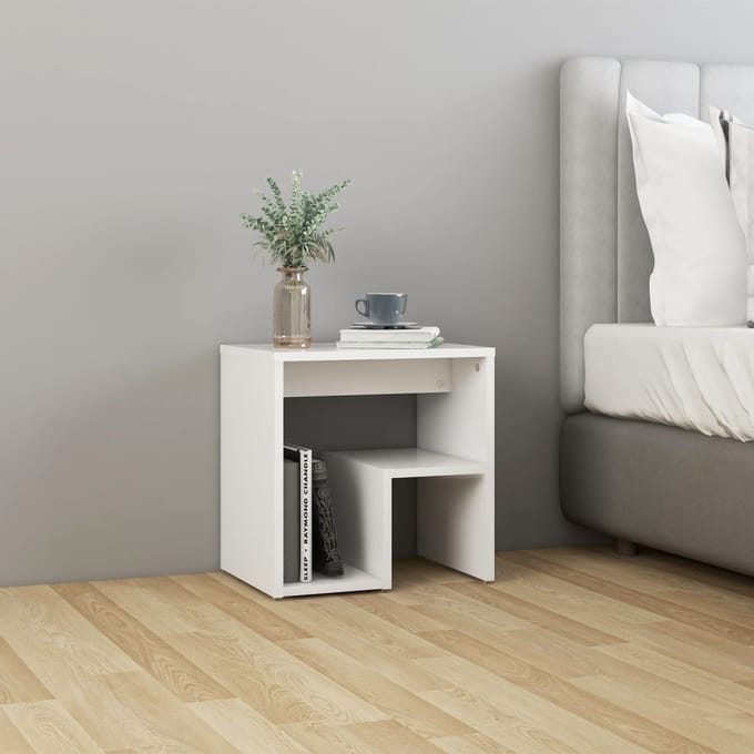 vidaXL - Nachtkastje - 40x30x40 - cm - bewerkt - hout - wit
