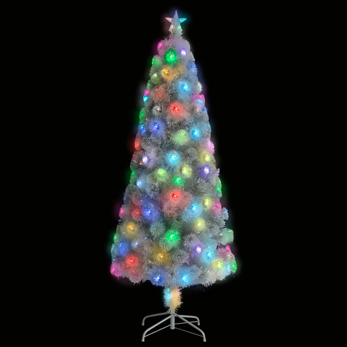 vidaXL - Kunstkerstboom - met - verlichting - 210 - cm - glasvezel - wit