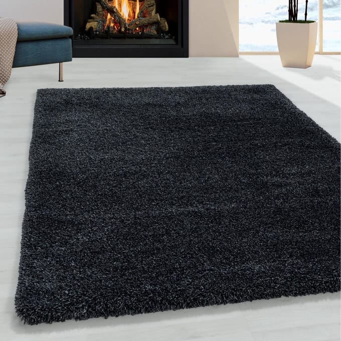 Flycarpets Luna Vloerkleed - 80x150cm - Antraciet - Hoogpolig