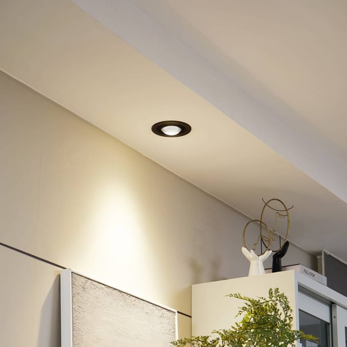 Lindby inbouwlamp Jyla, matzwart, Ø 13 cm, GX53