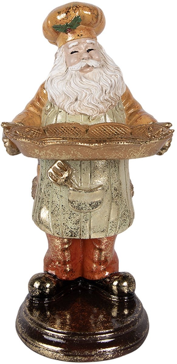 Clayre & Eef Kerstdecoratie Beeld Kerstman 15x18x31 cm Beige Kunststof