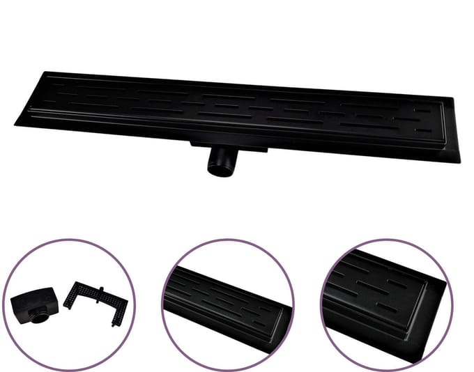 CityLine Nero douchegoot - RVS - 90cm - Zijuitloop - Mat zwart
