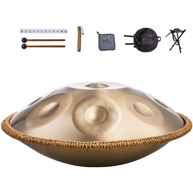 Handpan Drum 22 en 10 Notes Ré Mineur Instrument à Percussion à Main avec Maillet