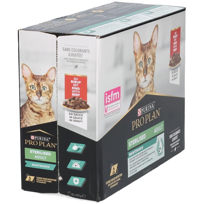 50% Korting! 2 x Purina Pro Plan natvoer voor katten - Sterilised Adult Maintenance  Rundvlees (20 x 85 g)