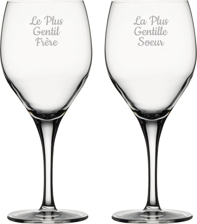 Rode wijnglas gegraveerd - 42,5cl - Le Plus Gentil Frère & La Plus Gentille Soeur