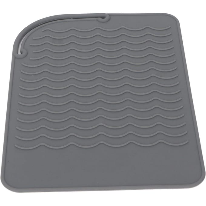 Tapis en silicone isolant thermique à motif ondulé, antidérapant, flexible et résistant aux hautes températures gris