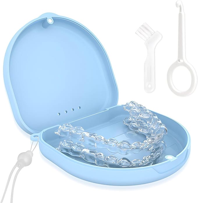 Gebitsprothese Box - Aligner Etui - Veilig Opbergen - Magnetische Sluiting - 10 x 10 x 1 cm - Blauw