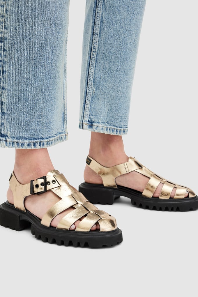 AllSaints Nessa Sandal Metallic Gold Größe: 41 | Sandalen Outlet | Damen | Gelb