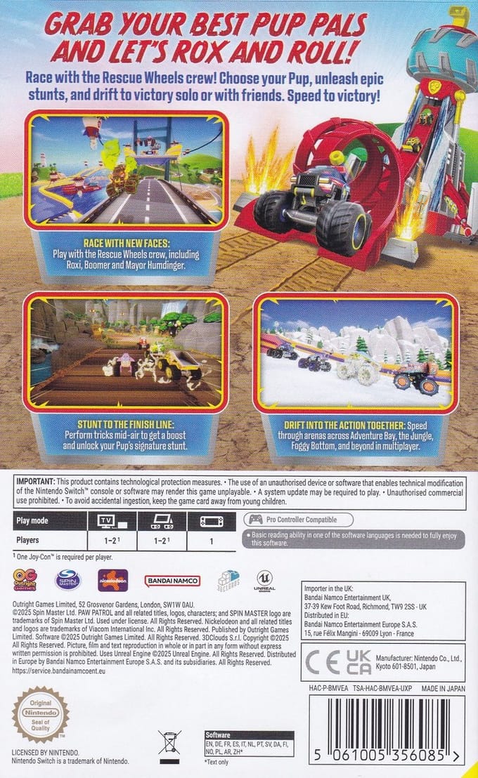 Paw Patrol Rescue Wheels: Championship - Nintendo Switch - Racing