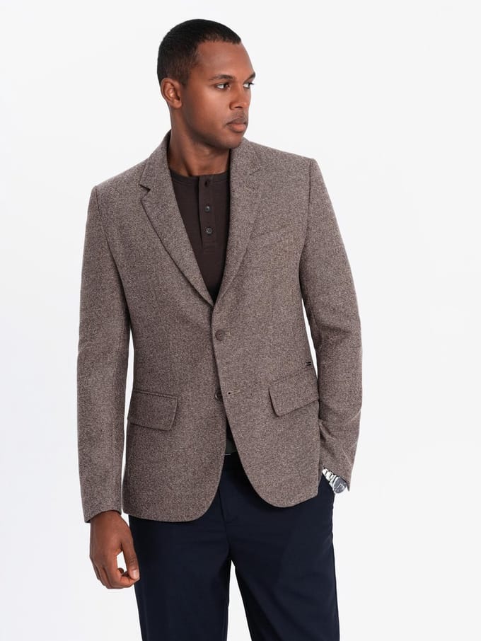 OMBRE Blazer - Regular Fit - Lange Mouw - Knopen Bruin XL
