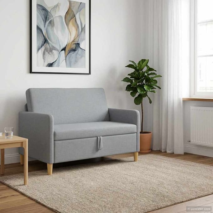 vidaXL - Sofa - met - Opbergruimte - Lichtgrijs - 122 - x - 78 - x - 87 - cm - Polyester