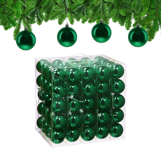 kerstballen set van 100 - Ø 6 cm - glanzend - kunststof - donkergroen