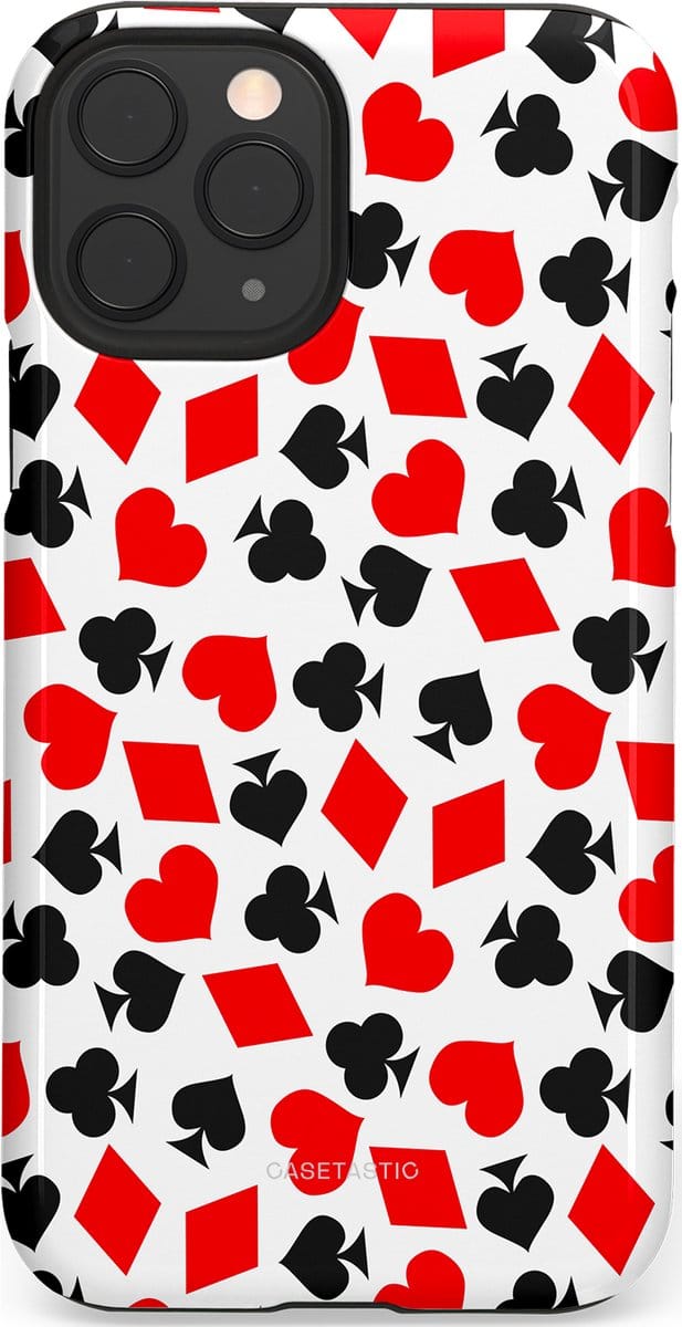 Casetastic hoesje geschikt voor Apple iPhone 11 Pro - Dubbellaagse bescherming - Harten spel - Fashion Case - Wit Rood Zwart Grijs