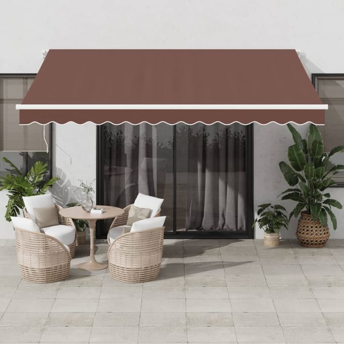 vidaXL - Uitschuifbare - luifel - Bruin - 400 - × - 350 - cm - Polyester - en - Aluminium