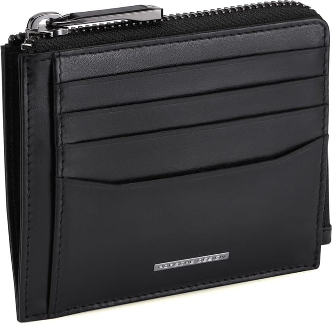 PORSCHE DESIGN Leren Kaarthoes Classic Wallet 11 With Zip Black Zwart